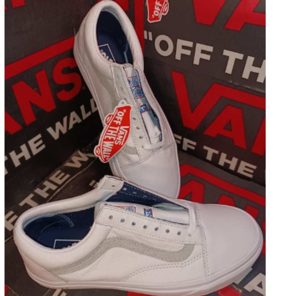 Vans x Men's 9/Women's 10.5 USPS Old Skool White Denim (leather) VN0A5KRFJZ81